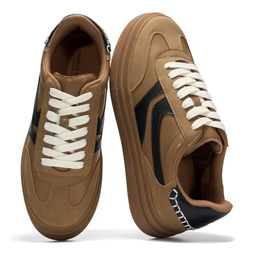 Image of Project Cloud Platform Sneakers for Women Footwear - Memory Foam Insole Womens Shoes, Lightweight and Non-Slip Sole Lace Up Fashion Sneakers for Women 2026 (Volley)