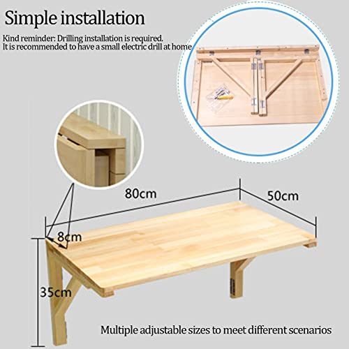 Yhgsyxl Wall Mounted Folding Table Wood Laundry Folding Table For Small Saving Spaces, Heavy Duty Bracket Stable Floating Desk For Dining, Room, Study, Kitchen, Laundry Room (80*50 Cm/31.4*19.6 Inch) #TOP1