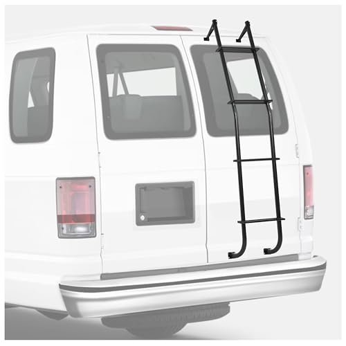 ECOTRIC Universal Van Ladder 51", 300lb Weight Capacity, Ladder Rack Compatible with Ford E-Series Chevy GMC Full Size Vans 1997-2024 Hook Over Ladder Heavy Duty, Anti-Slip Step Design