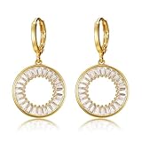 Boho Geometric Statement Earrings for Women – Modern Sculptural Design, Gold Plated Brass with Sparkling Cubic Zirconia – Minimalist Trendy Jewelry Gift