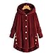 Fannyfuny Rollkragenpullover Damen Teddy-Fleece Kapuzenpullover Warm Herbstmantel Winter Fleecejacke Flauschig Langarm Oversize Sweatshirt Outdoorjacke mit Kapuze