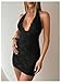 Milumia Women's Floral Lace Halter Mini Dress Sexy Deep V Neck Bodycon Party Club Dresses Black Large