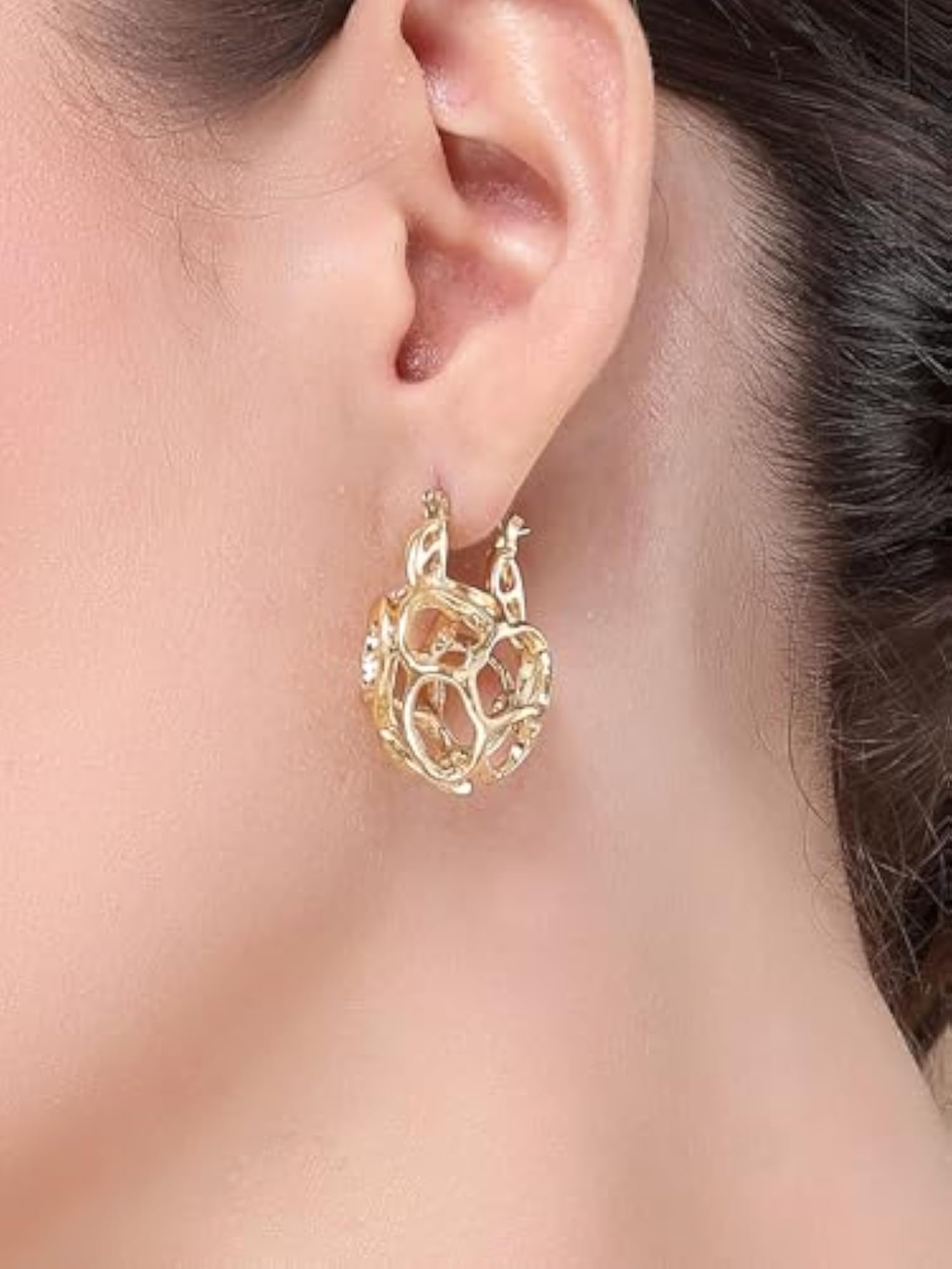 Women's Gold-Plated Contemporary Hoop Earrings
