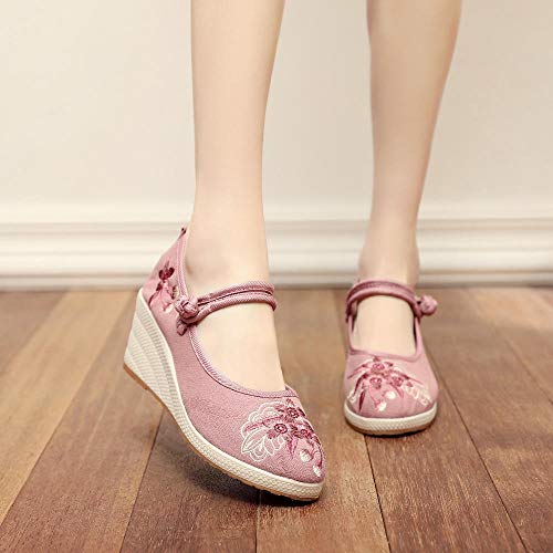 LYNLYN Embroidered Shoes Shoes Flats Ethnic Style Hanfu with Embroidered Shoes, Elegant Cheongsam with Retro Cloth Shoes, Tea Art Embroidered Women's Shoes Fast Flats Liyannan