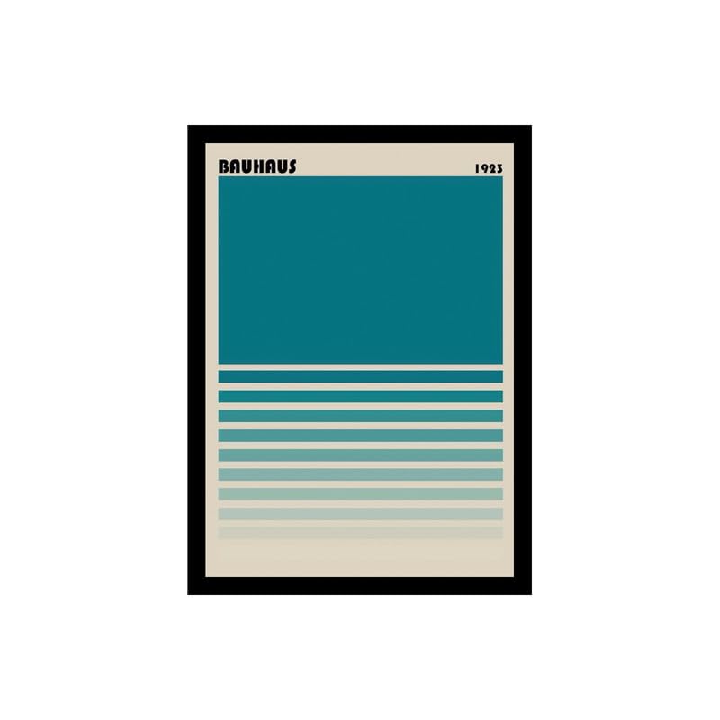 Image of BLINKART Vintage Bauhaus Retro Geometric Aesthetic Poster Gallery | Colorful Wrap Framed For Home Office Studio Living Room Modern Art Studio Decoration Abstract Shapes | (d88) | 13x10 Inch