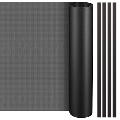 Woanger 1 Pcs 1000 x 300 mm DIY PC Case Dust Filter PC Fan Mesh Filter Floor Vent Cover PVC Dustproof Cover with Magnetic Strip for Computer Chassis Speaker and More, 0.03 Inch Hole, Black