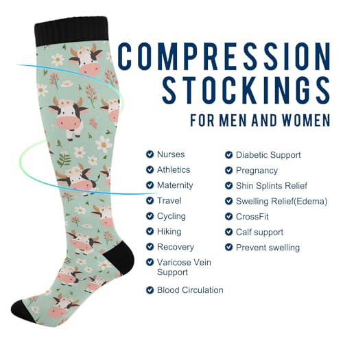 Image of Wusikd Heartbeat Symbol Compression Socks for Women and Men Circulation Black Long Socks for Athletic Running 1