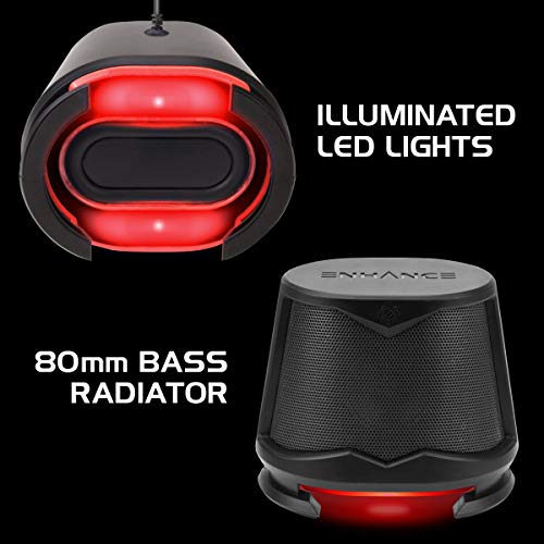 Enhance Sb2 Computer Speakers With Red Led Light, 2.0 Usb Powered Stereo - Speakers For Pc, Work From Home Accessories, Surround Sound With 3.5Mm Plug - Compatible With Gaming Laptop, Desktop #TOP1