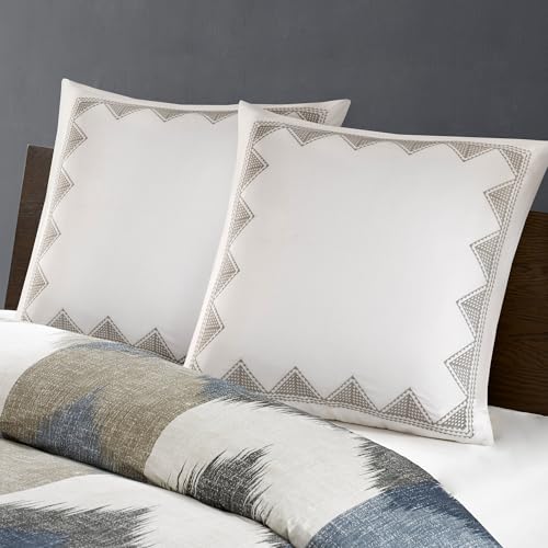 Image of INK+IVY Single 100% Cotton Euro Sham - European Square Decorative Pillow Cover, Hidden Zipper Closure (Pillow Insert NOT Included), Isla, Geometric White 26 inchx26 inch