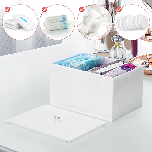 Chengfu Acrylic Sanitary Napkin Storage Container, Pad Holder For Period, Pad Holder For Women Bathroom, Pad And Tampon Holder For Bathroom, Sanitary Napkin Dispenser, White #TOP2