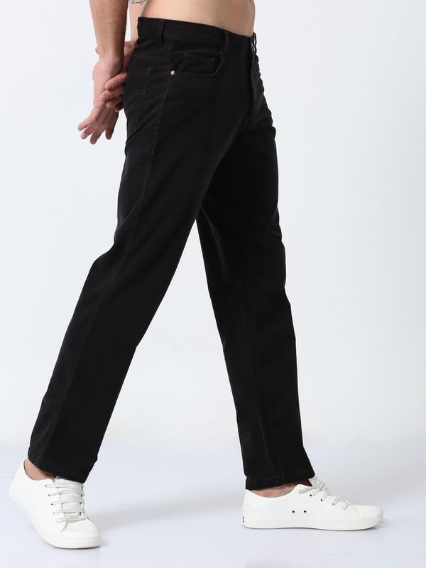 Image of NEVER NEUD Men's Corduroy Trousers | Stylish Straight Fit 4 Pocketed Corduroy Pants for Men | 98% Cotton 2% Elastane | Mid Rise | Comfortable Casual Regular Fit Pants | Button Closure