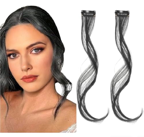 Side Air Bangs, 13.7 inch Long Wavy Curly Clip in