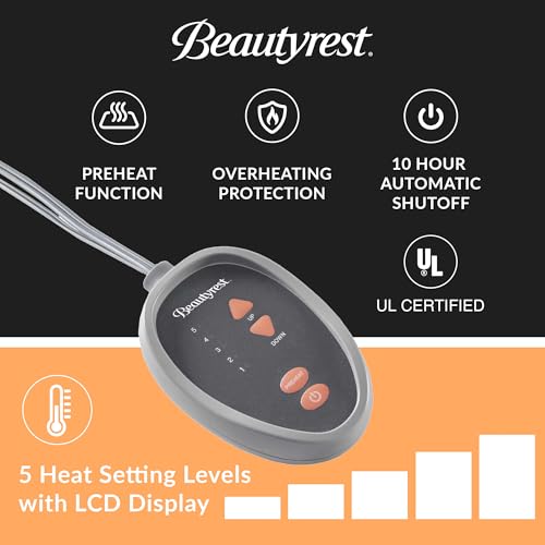 Beautyrest Heated Mattress Pad King - Electric Bed Warmer Cool to Touch, All Seasons Cover, 5 Heat Level, Auto Shut Off, Deep Pocket - Machine Wash Electric Mattress Pad, UL Certified, White, Full by Beautyrest - Image 7