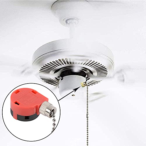 Image of ZE-268S1 Ceiling Fan Switch, 3 Speed 4 wire Pull Chain Switch Ceiling Fan Replacement Part Lamp Switch Appliances Accessories Compatible with Hunter Ceiling Fan Lights (Nickel Pull Chain)