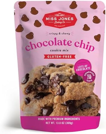 Miss Jones Baking Gluten-Free Chocolate Chip Cookie Mix - More Chocolate Chips, 50% Lower Sugar, Naturally Sweetened Desserts & Treats, 13 Ounce (Pack of 1)