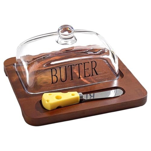 Rrlihjgu Glass Butter Dish Butter Dish with Lid - Covered Butter Holder for Butter Dish | Cake Plate with Lid, Butter Dishes, Lemon Glass Dome for Home, Kitchen, Restaurant,