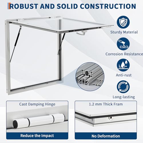 Image of 48 inchx36 inch Commercial-Grade Concession Window for Food Trucks,Outdoor Markets, Mobile Vendors，85Waterproof Awning Door with Dual-Point Security Lock， Aluminum Frame Service Opening (Glass Not Included)