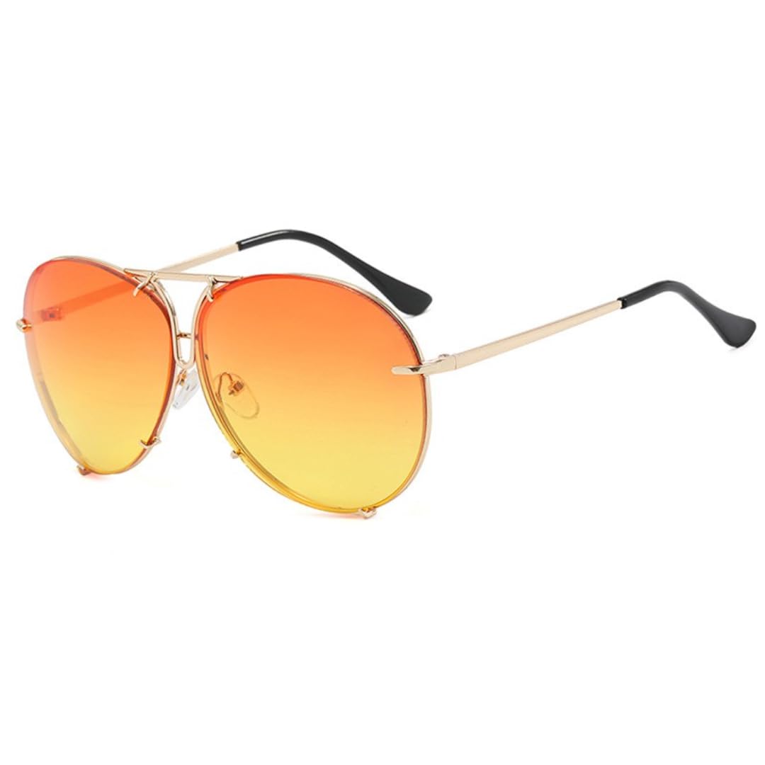Sonnenbrille Damen Herren Metall Luxus Große Verlaufsgläser UV400