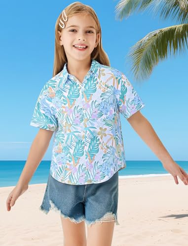 Image of Hawaiian Shirt for Boys Button Down Wrinkle Free Shirt Short Sleeve Funny Beach Casual Summer Print Top for Kids 4-15 Years