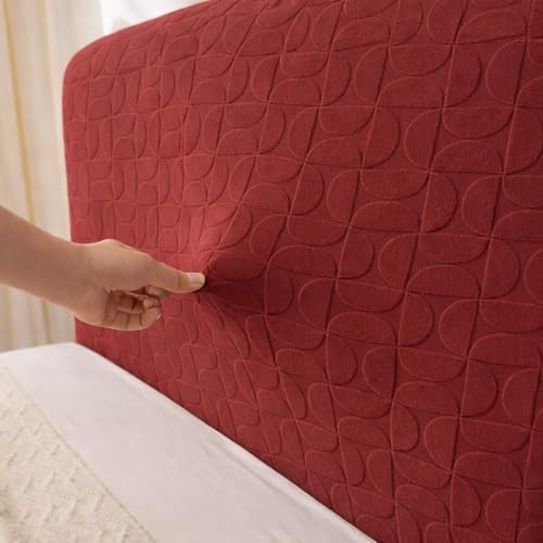 Image of HOMETHREADS Stretchable Lycra /Velvet Headboard Cover | Soft, Dust-Proof & Wrinkle-Resistant Bed Back Protector | Fits Leather, Wooden & Fabric Bedsides | for 7ft to 7.5ft Beds (Maroon, 205x65Cm)