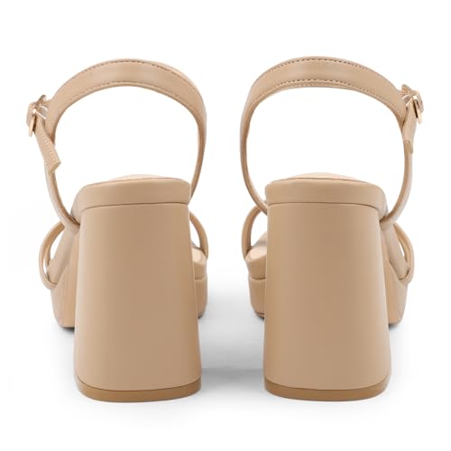 Image of JOY IN LOVE Platform Heels for Women 3.5 Inch Chunky Block Heel Ankle Strap Sandals