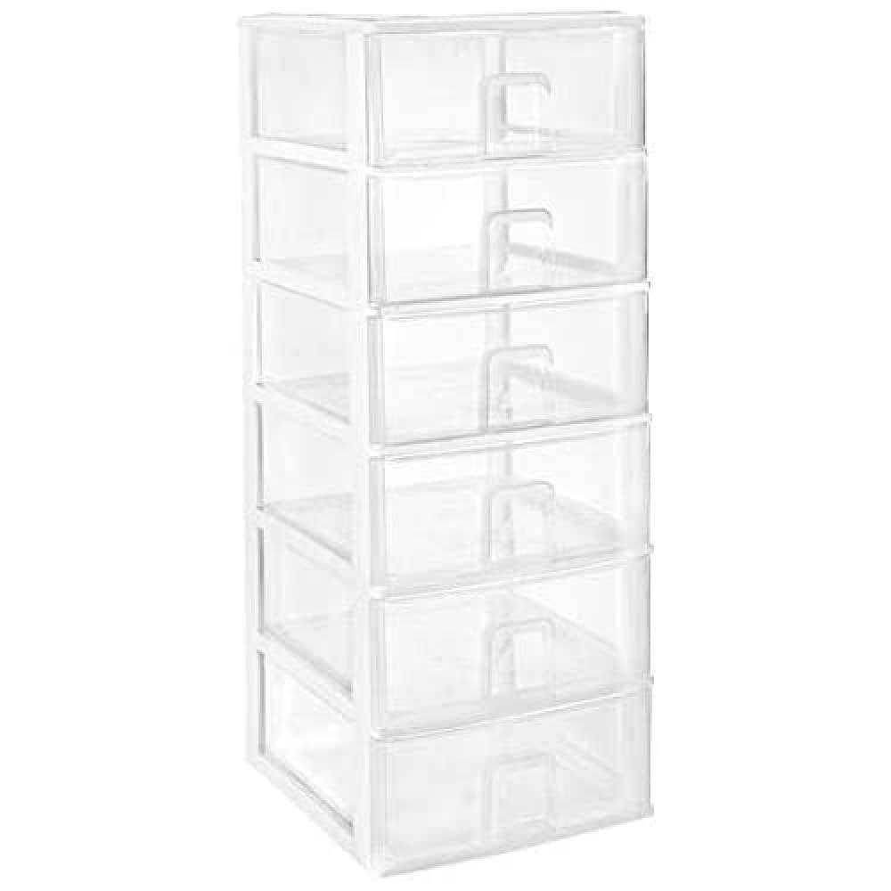 Tiroir empilable plastique naturel lot de 6 blanc pour organiser le bureau