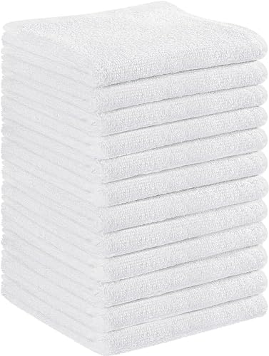 Westlane Linens 100% Cotton Face Cloths Flannels & Washcloths Super Soft Hotel Quality (Economy White, 12 Pack)