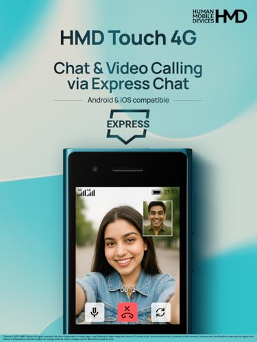 Image of HMD Touch 4G, World's First Hybrid Phone | Enjoy Chatting & Video Calls via Express Chat (Works with Android & iOS), Cloud Phone Apps, Wi-Fi & Hotspot, 1 Year Replacement Guarantee | Cyan