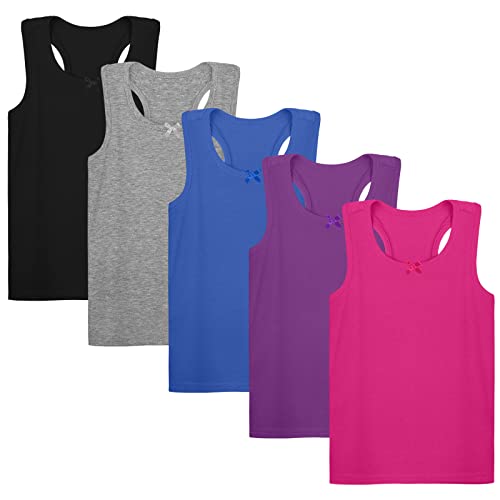 Poroka 5 Pack Girls Dance Tank Top Racerback Sleeveless Tops Crop Tank Top Dance Ballet Top For Little Girls #TOP25