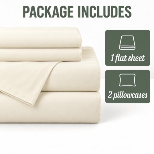 Image of Microfiber Queen Size Bedsheet with 2 Pillow Covers | Ultra Soft & Breathable Flat Sheet | Wrinkle-Resistant, Premium Comfort for Everyday Use |Size (90 inch x 102 inch) Ivory