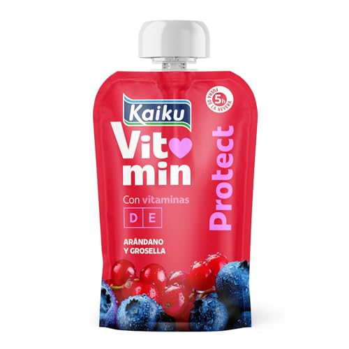 KAIKU VITAMIN - Protect 125 g, Yogur Fermentado con Arándano y Grosella, Vitaminas D y E, Sin Lactosa, Snack Energético, Cremoso y Listo para Tomar