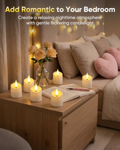 Image of Homemory 12 Pack Rechargeable Tea Light Candles with Remote, 2 /4 /6 /8H Timer