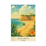 NLKQHTF Póster en lienzo del Algarve, Portugal, decoración de pared, pinturas para sala de estar, dormitorio, 50 x 75 cm