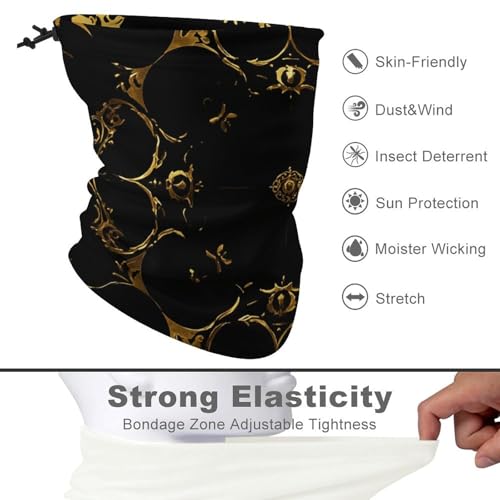 Black And Gold Background Face Mask Sun Dust Protection Neck Gaiter Scarf Face Covering Headwear Bandana for Men Women3
