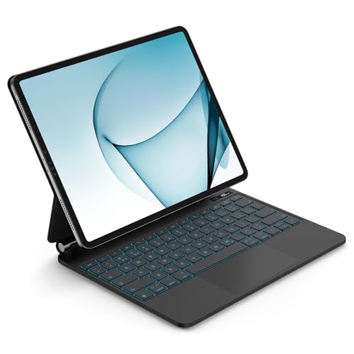 GOKOCO Magnetic Keyboard Case iPad Keyboard Case for iPad Pro 12.9 inch 3rd/4th/5th/6th Generation With 7 Color Backlit Magic Keyboard,Multi-Touch Trackpad&Power visualization,QWERTY UK Layout-Black