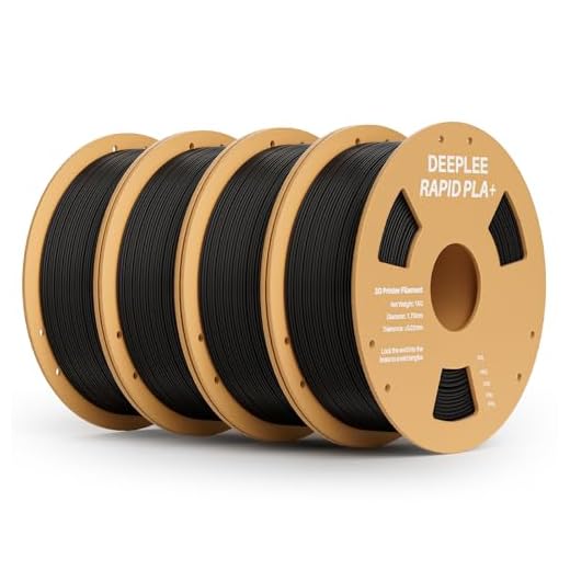 DEEPLEE Rapid PLA Plus Filament 1.75mm, High Speed 3D Printer Filament Up to 600mm/s, PLA+ Filament Dimensional Accuracy +/- 0.02 mm Fits Most FDM 3D Printer, Cardboard Spool 4 Pack 1kg Black