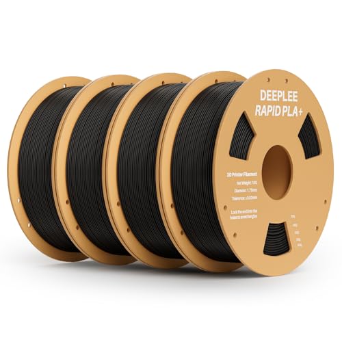 Image of Rapid PLA Plus Filament 1.75mm, High Speed 3D Printer Filament Up to 600mm /s, PLA+ Filament Dimensional Accuracy + /- 0.02 mm Fits Most FDM 3D Printer, Cardboard Spool 4 Pack 1kg Black