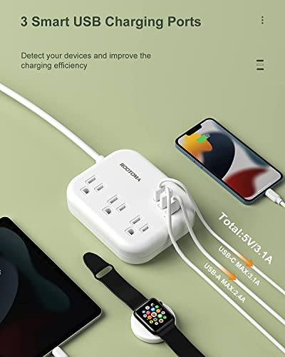 Adaptador de Enchufe Europeo, Multitoma Internacional ROOTOMA 1.83 m, 3 Salidas Americanas, 3 Cargadores USB, Adaptador US a Europa, Blanco miniatura 5