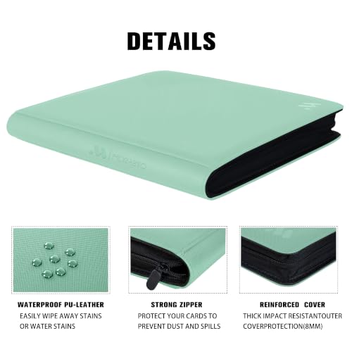 Image of Premium 1000+ Pockets Card Binder,16 Pockets Trading Card Binder Ringless Side Loading Trading Card Album Folder for TCG - Light Green