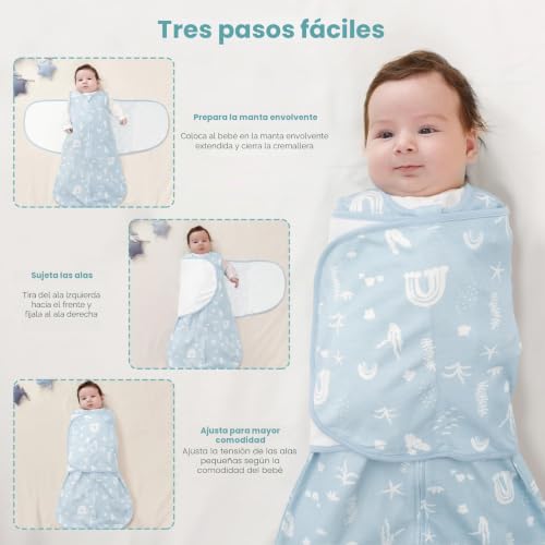 Miniatura 5 de Lilbestie Saco De Dormir Para Bebé 1.0 Tog, 3 En 1 Ajustable Swaddle Bebe 0-6 Meses