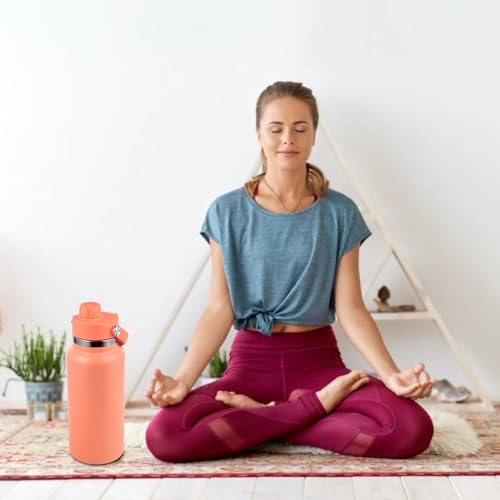 Lid for Hydro Flask 32 40 oz Wide Mouth Bottles, Replacement Lids Compatible with Sport Water Bottle, Chug Top Spout Cap With Handle, Leak-proof Accessories, Hibiscus