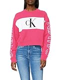 calvin klein winterjacke jungen Calvin Klein Jeans Calvin Klein Jeans Damen Blocking Satement Logo Crew Neck Pullover, Himbeersorbet/CK Schwarz, XS