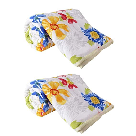 Click TickSoft Floral Print Design Poly Cotton Reversible Single Bed AC Dohar, Blanket for boy or Girl (Sunflower, Single Bed)