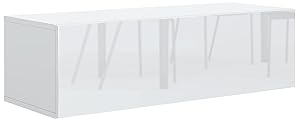 meble masztalerz Mueble TV Suspendido 100 cm Frente: Blanco Brillante - Mueble para TV - 1 Puerta sin Tirador - Mesa TV Mueble Salon Moderno - 100x30x36,5 cm