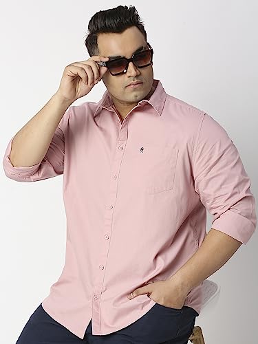Image of Thomas Scott Men's Plus Size Cotton Casual Shirt | Regular Fit | Long Sleeves | Spread Collar | Solid | Soft & Breathable | Everyday Comfort Shirt for Men