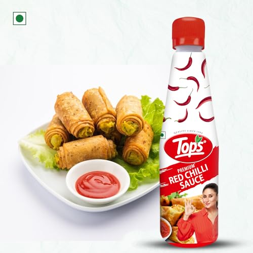 Image of TOPS Red Chilli Sauce -650 gm | No Artificial Colours & Flavours | Made with carefully curated, finely-chopped Red Chillies, Vinegar, and Garlic