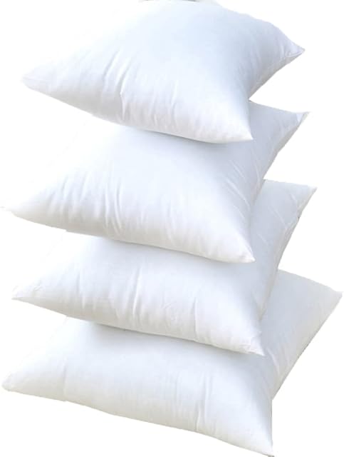 Iyan Soft Furnishing Luxury 18" x 18" - 4 Packs - Cushion Pads with Bounce Back Polyester Sham Square Hollow Fibre Standard/White  MADE IN UK
