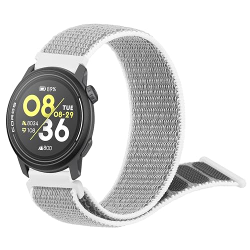 Amzpas Nylon Bands Compatible with COROS PACE 4 / PACE 3 / Pro/APEX 2 Pro/APEX Pro/APEX 46mm Men Women 22mm Soft Sport Replacement Strap for Coros Pace 4/3 Watch (Sea Shell)