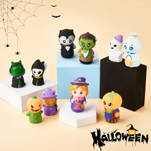 AQKILO Halloween Finger Puppet Set, Halloween Puppet Show Theater Props, Educational, Bath Toys,10 Pieces