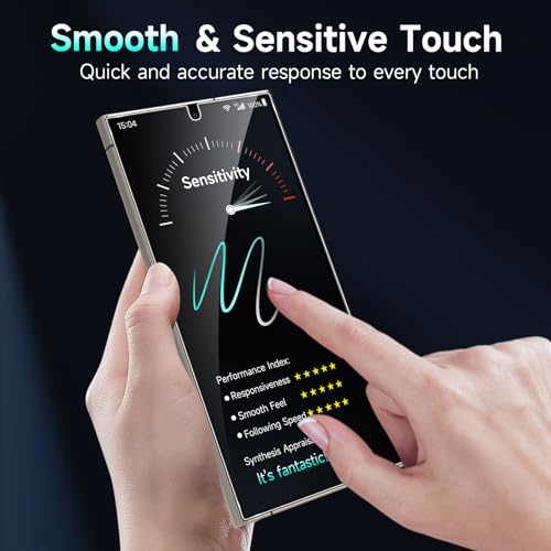 Image of YWXTW EZ Unlock for Samsung Galaxy S24 Ultra Privacy Screen Protector, [0.1S Ultrasonic Fingerprint Support] [Not Glass] 25 Anti Spy Private S24 Ultra Screen Protector Case Friendly, 2 Pack